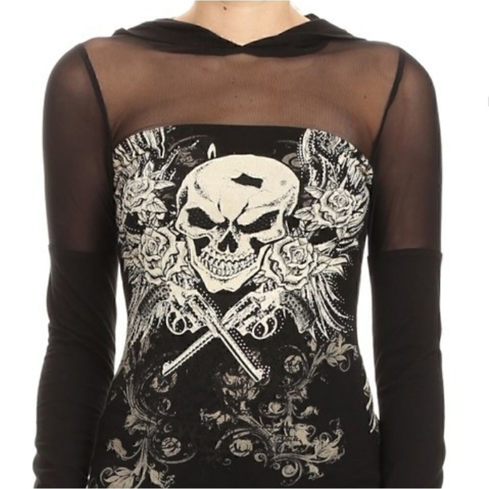 Platinum Plush Sexy Mesh Skull Hoodie